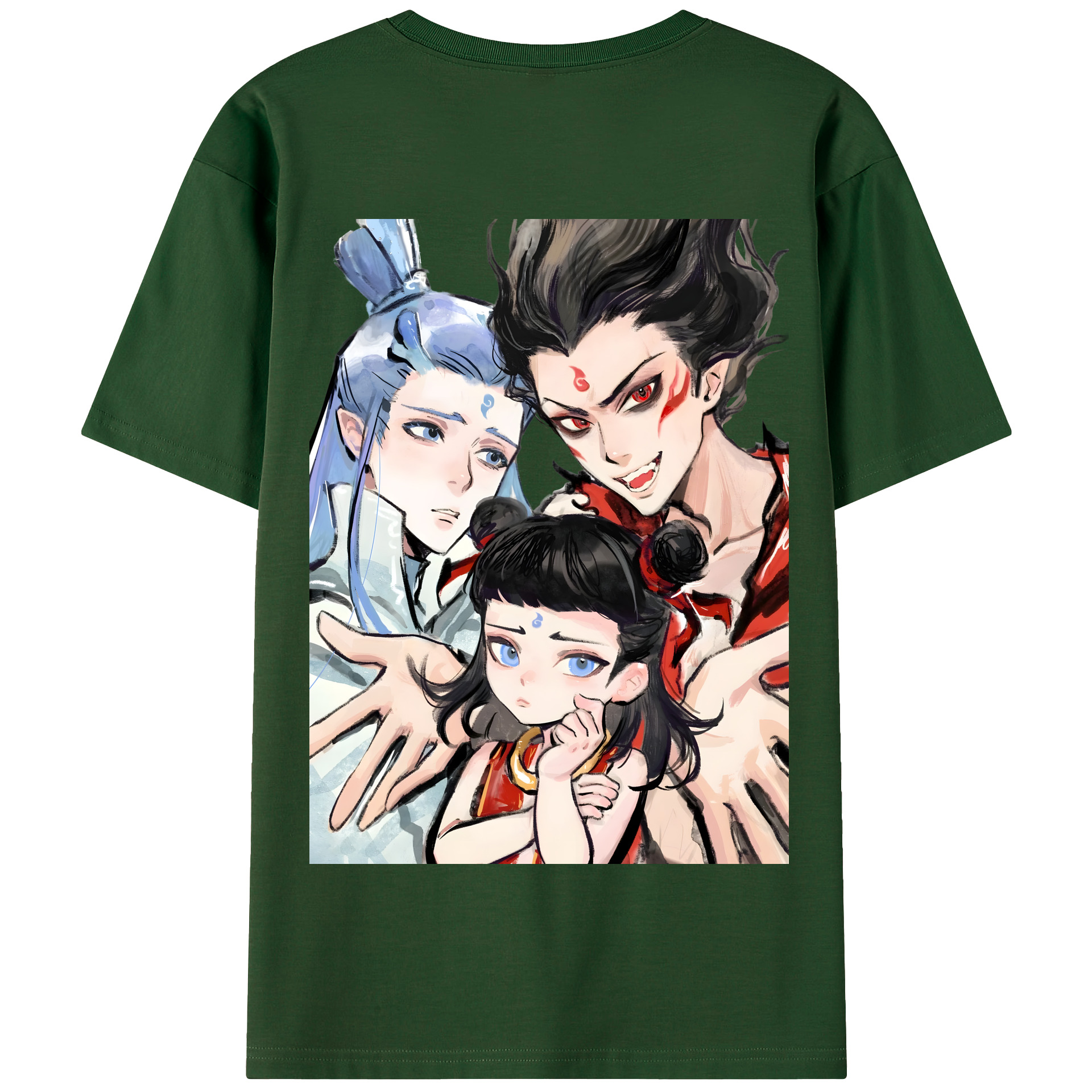 （画像用） Ne Zha 2 ナタ 魔童の大暴れ 綿100％半袖Tシャツ（背面プリント）